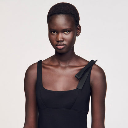 Sandro Maxi dual-material dress