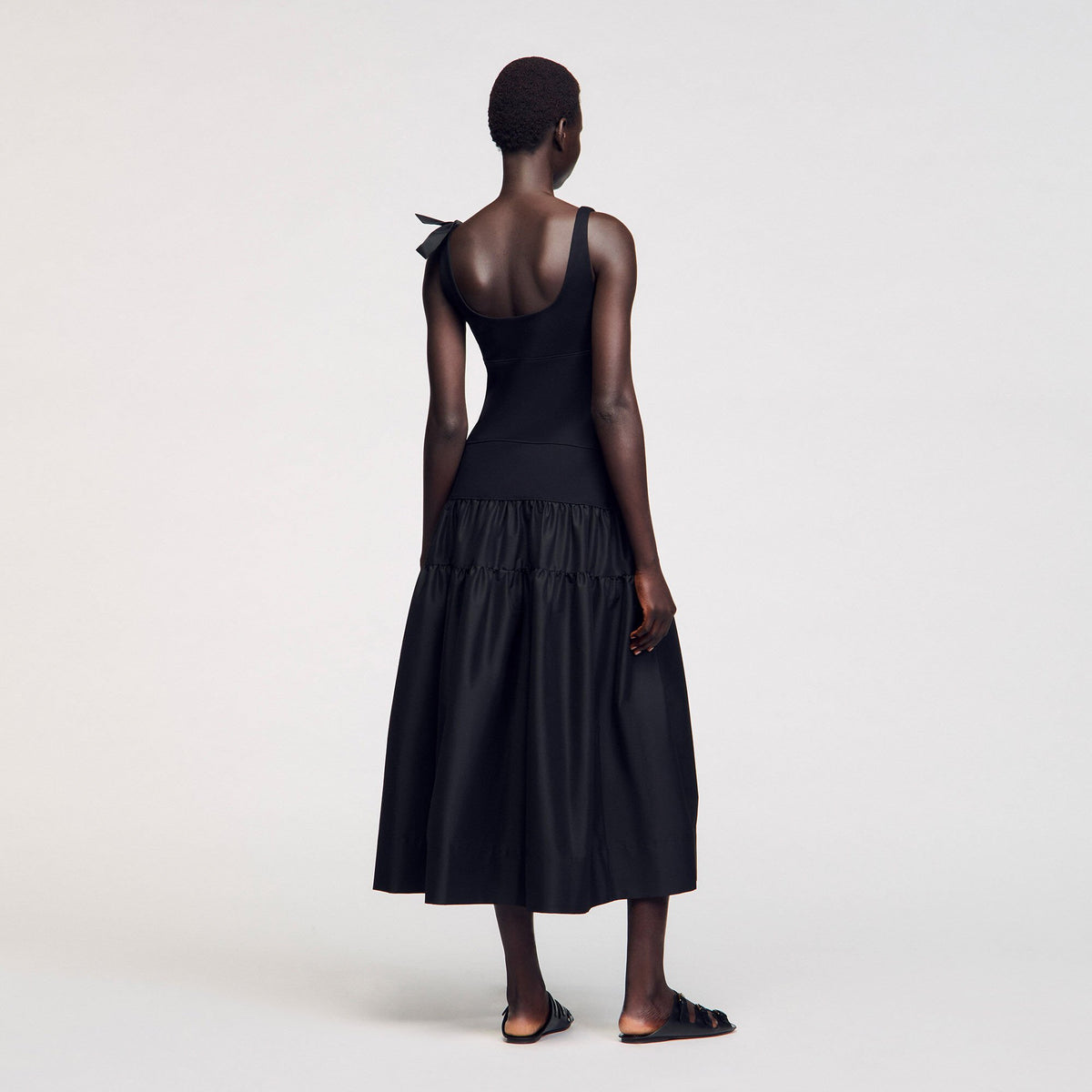 Sandro Maxi dual-material dress