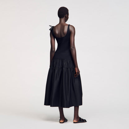 Sandro Maxi dual-material dress