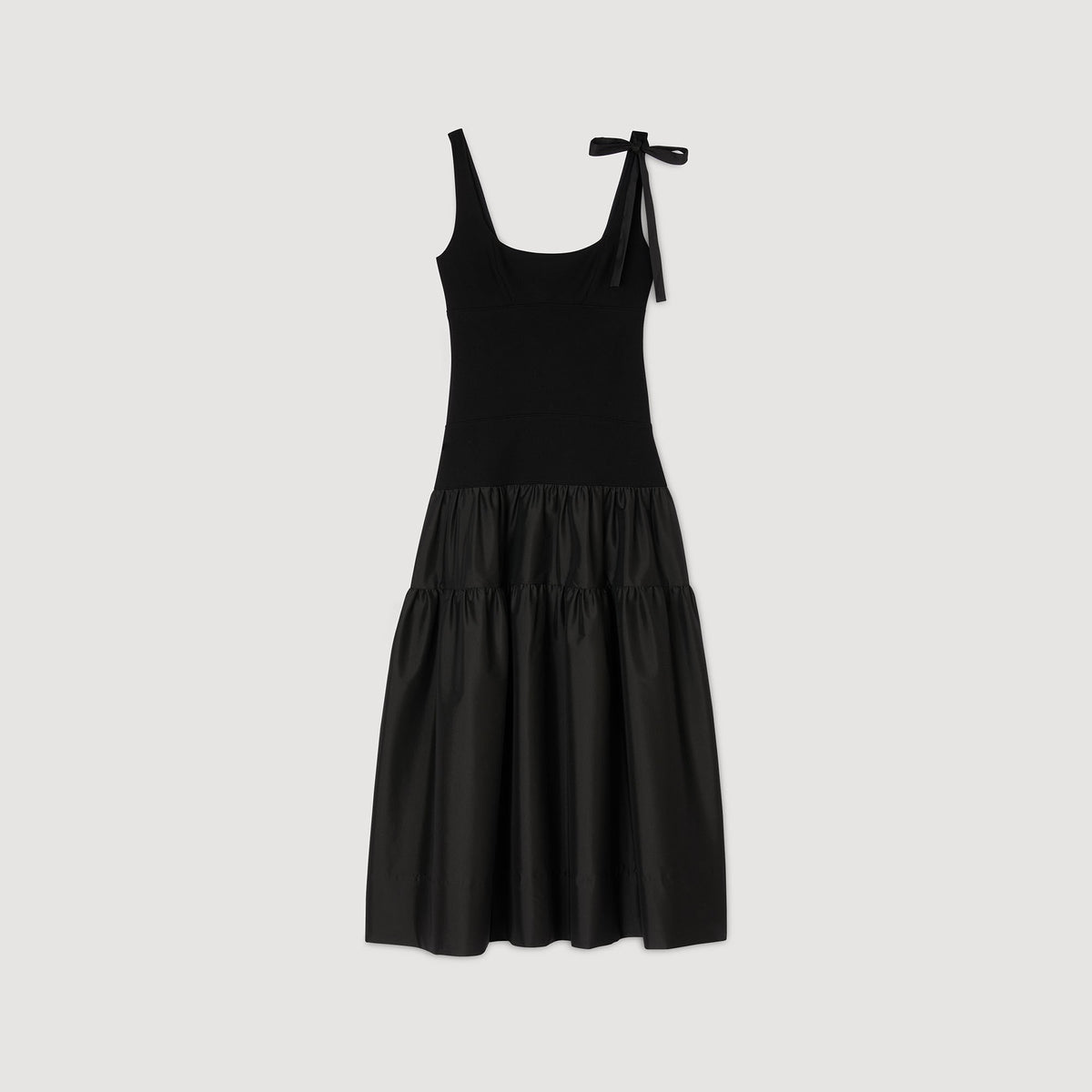 Sandro Maxi dual-material dress