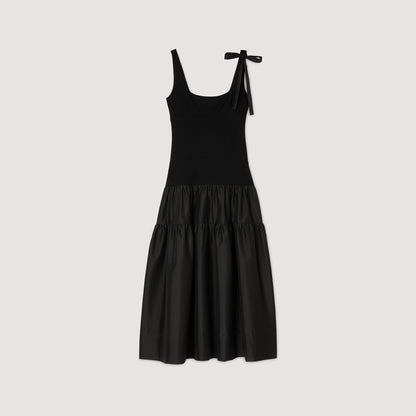 Sandro Maxi dual-material dress