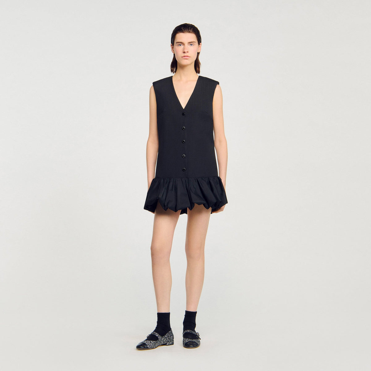 Sandro Mini tailored dress with ruffle