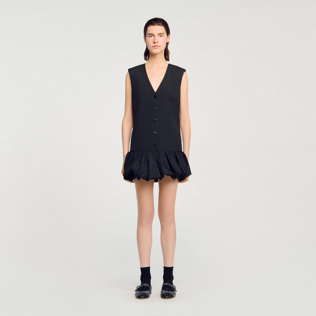 Sandro Mini tailored dress with ruffle