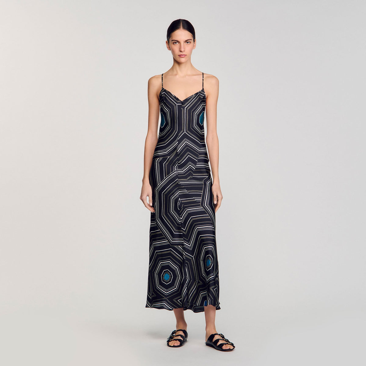 Sandro Patterned silk maxi dress