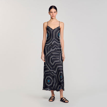 Sandro Patterned silk maxi dress