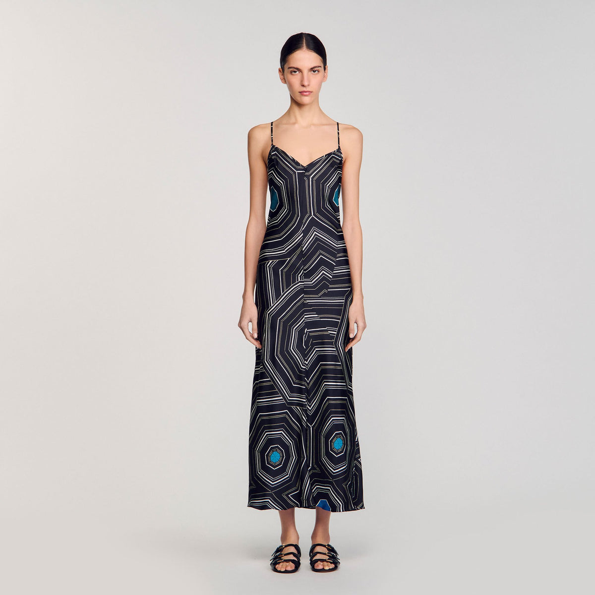 Sandro Patterned silk maxi dress