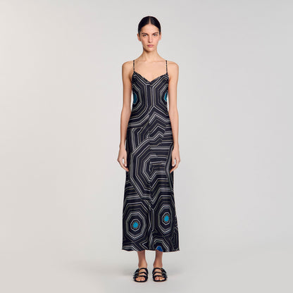 Sandro Patterned silk maxi dress