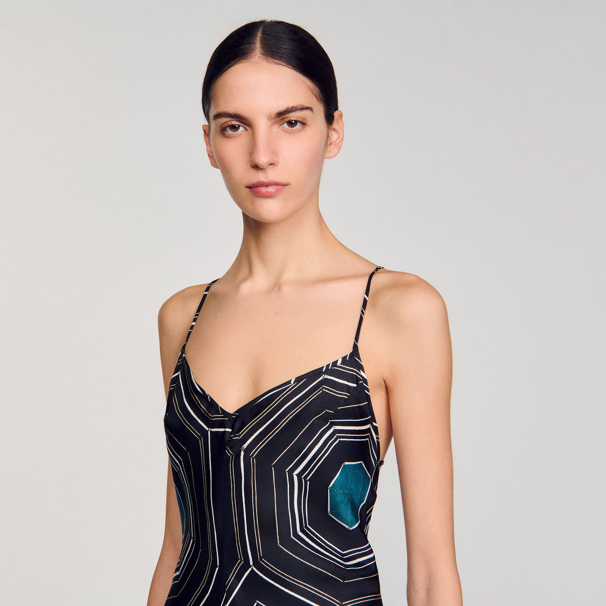 Sandro Patterned silk maxi dress