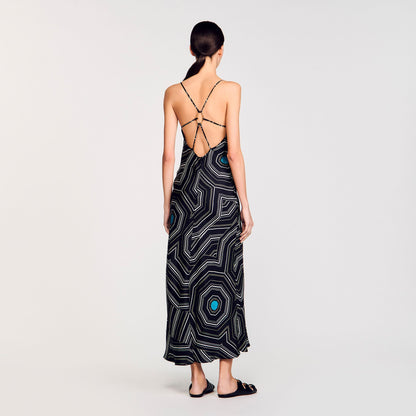 Sandro Patterned silk maxi dress