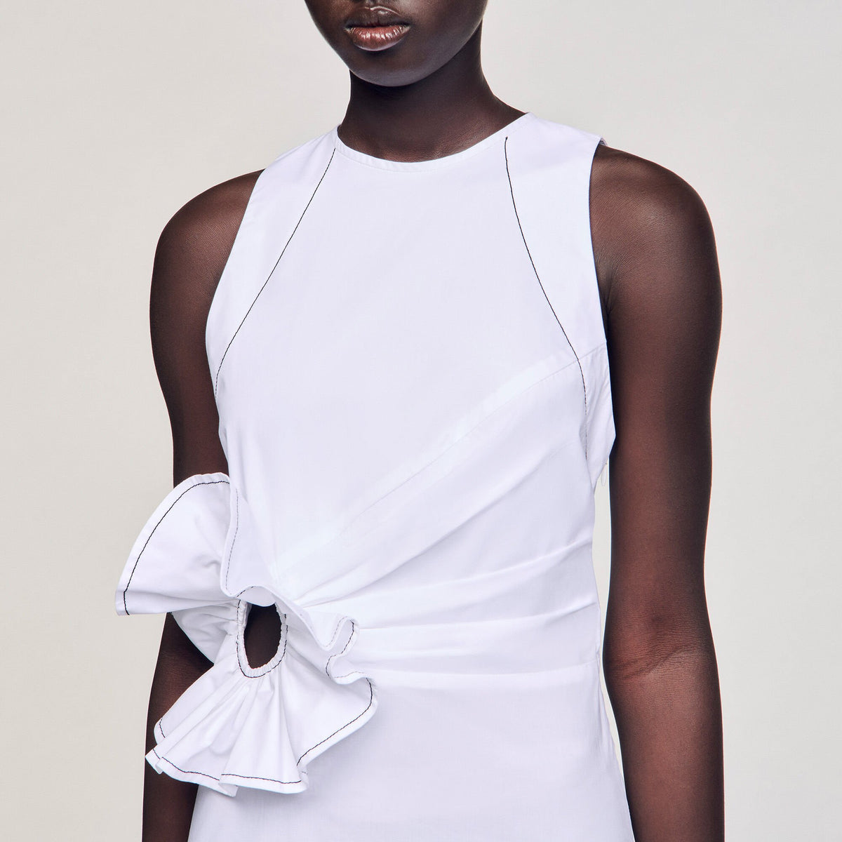 Sandro Ruffled sleeveless maxi dress