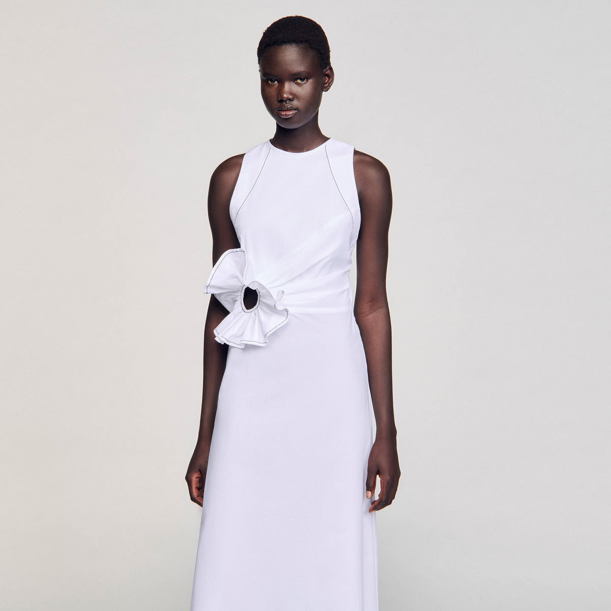 Sandro Ruffled sleeveless maxi dress