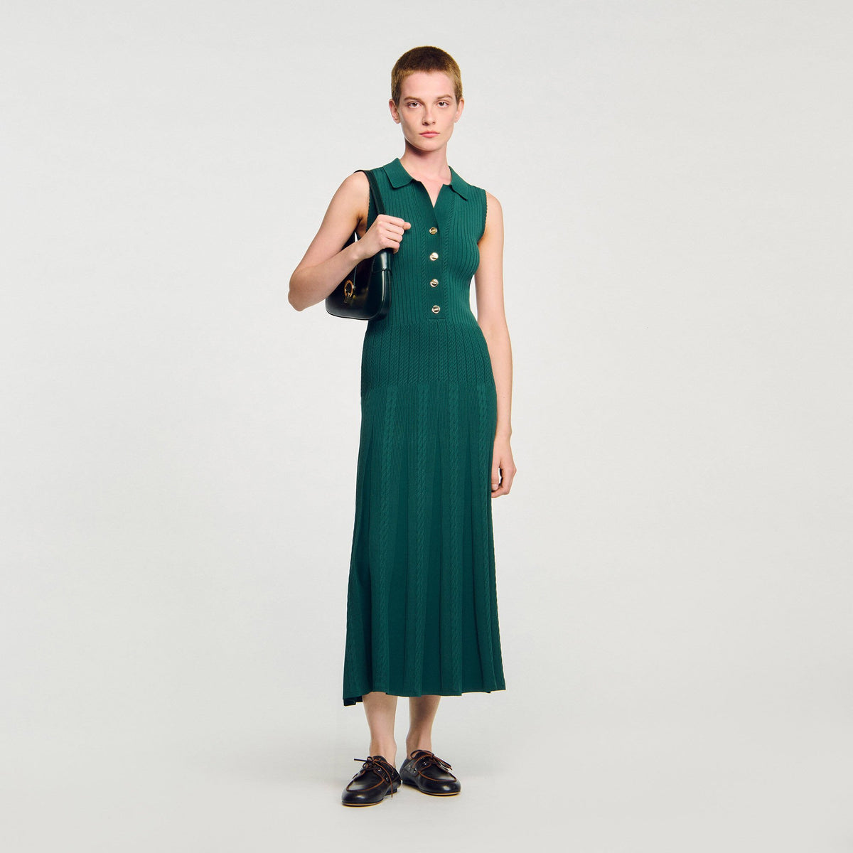 Sandro Knit dress with polo neck