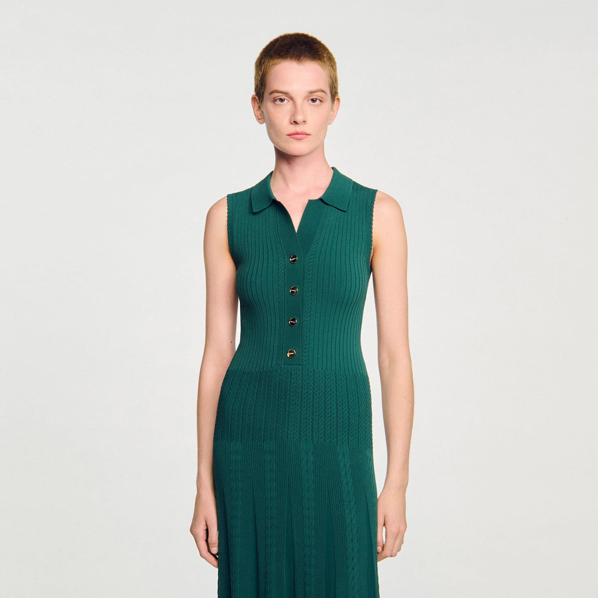 Sandro Knit dress with polo neck
