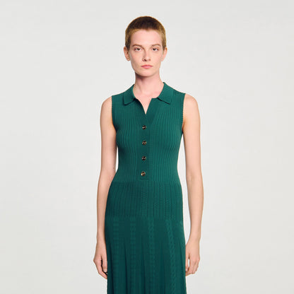Sandro Knit dress with polo neck