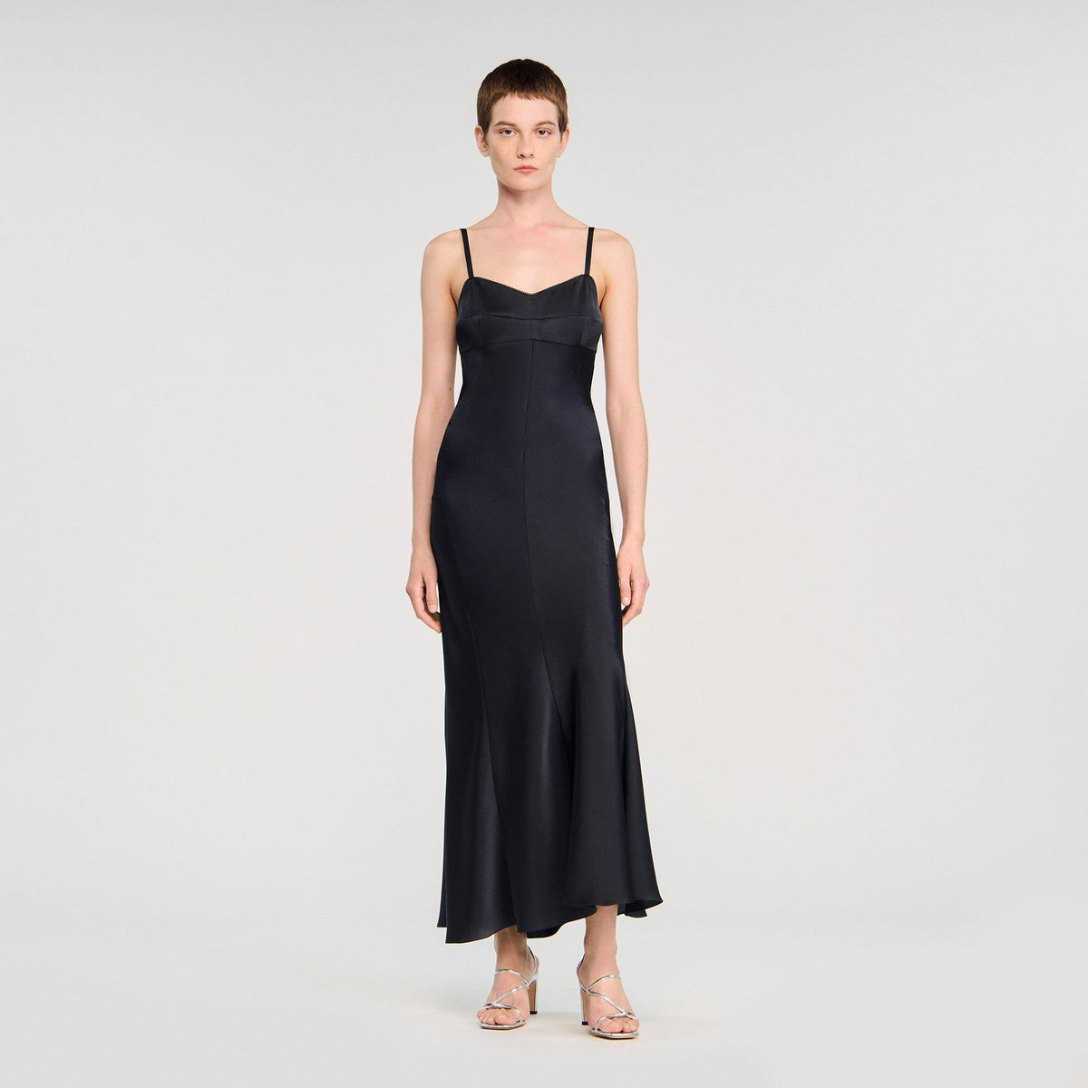 Sandro Satin-effect maxi dress