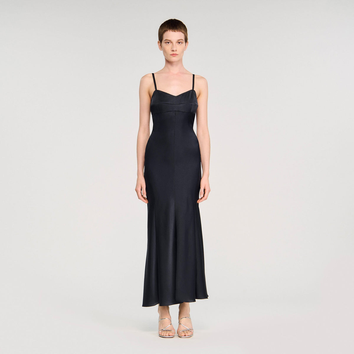 Sandro Satin-effect maxi dress