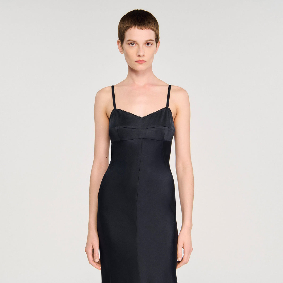 Sandro Satin-effect maxi dress