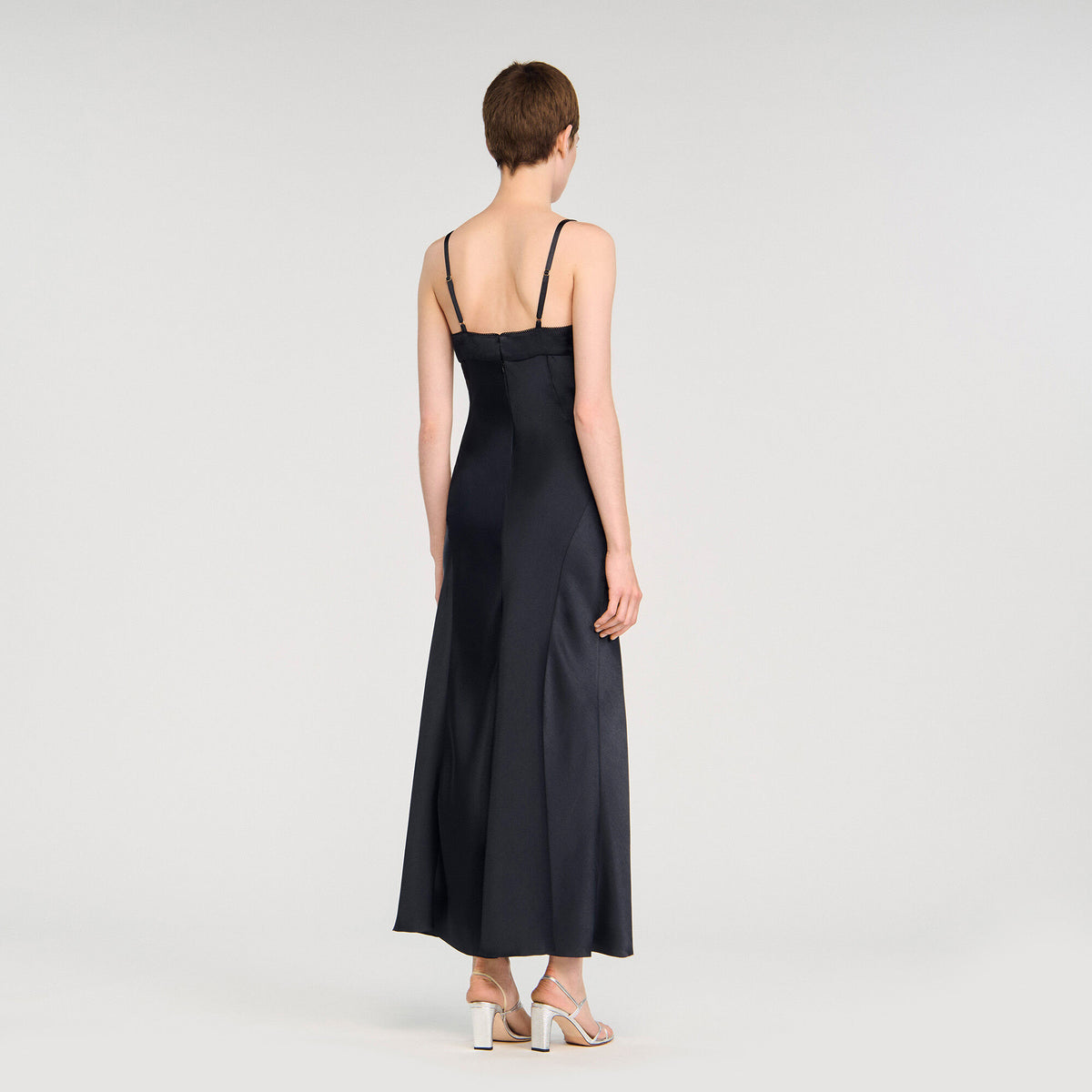 Sandro Satin-effect maxi dress