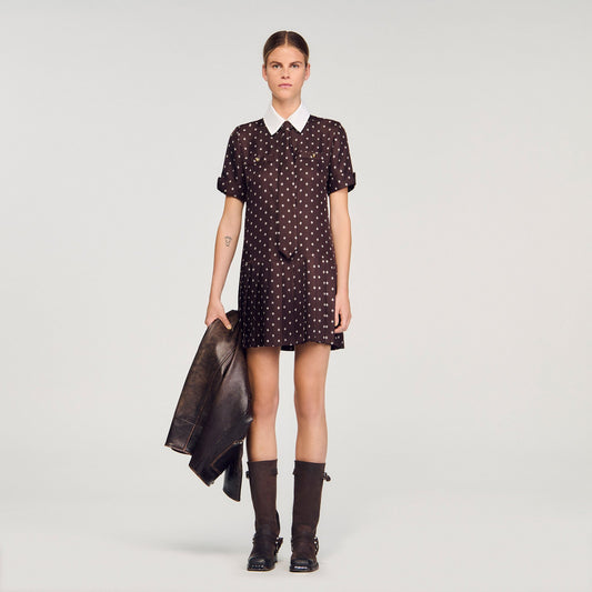 Sandro Printed satin-effect mini dress