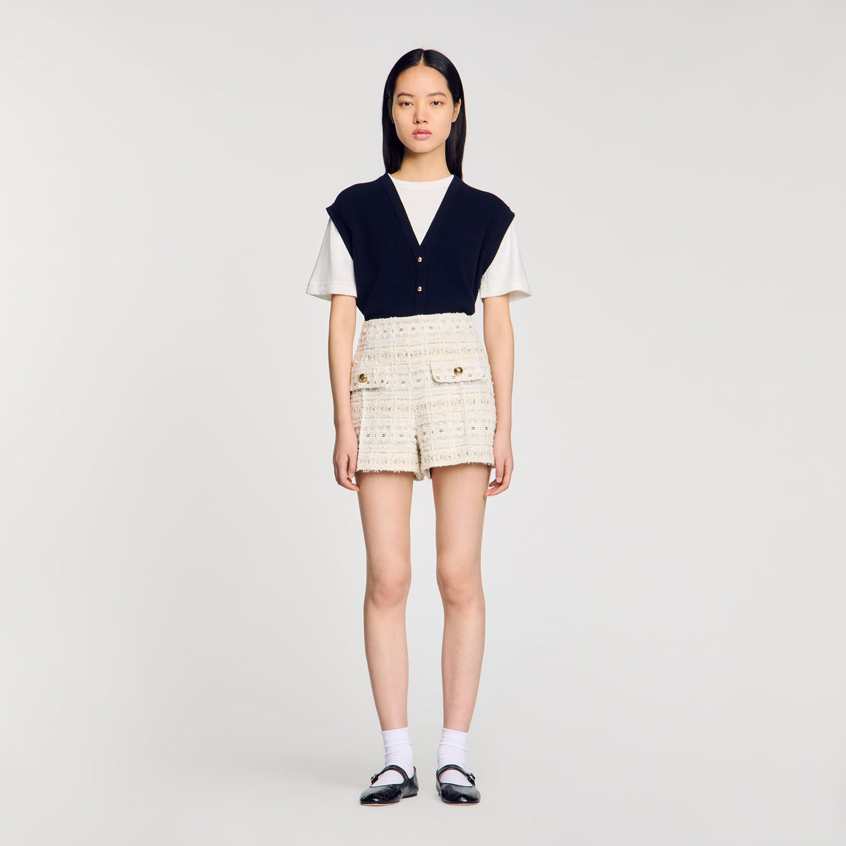 Sandro Decorative tweed shorts