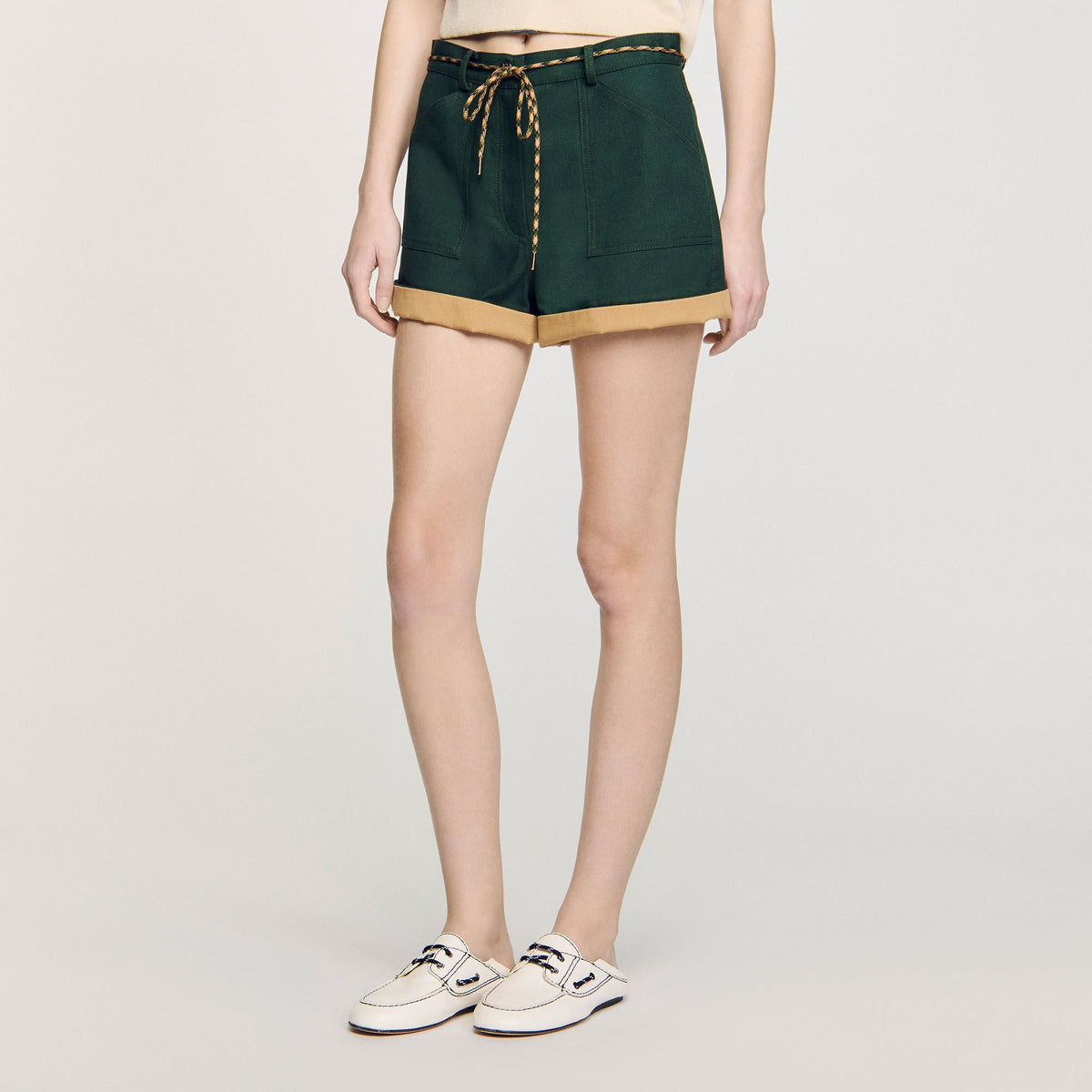 Sandro Two-tone drawstring waist shorts