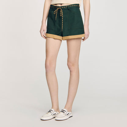 Sandro Two-tone drawstring waist shorts