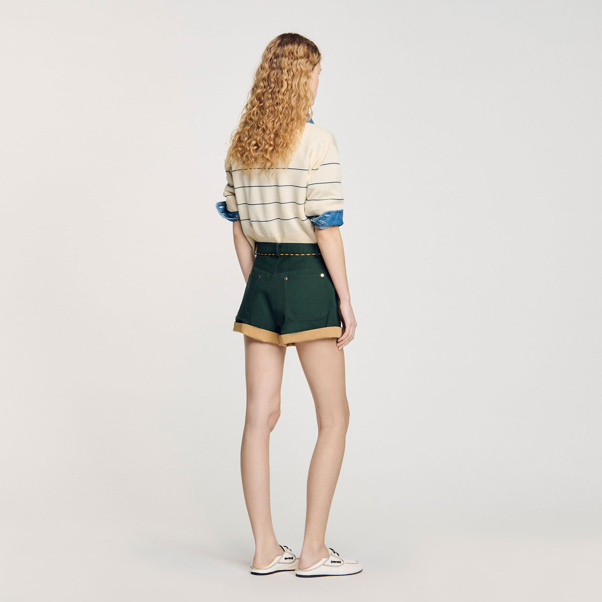 Sandro Two-tone drawstring waist shorts