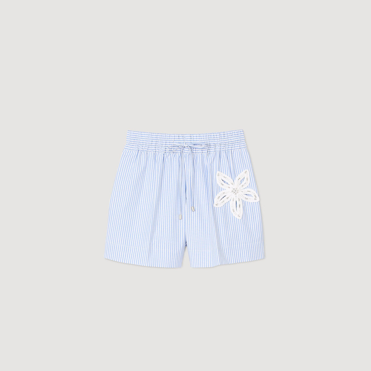 Sandro Striped shorts with flower detail