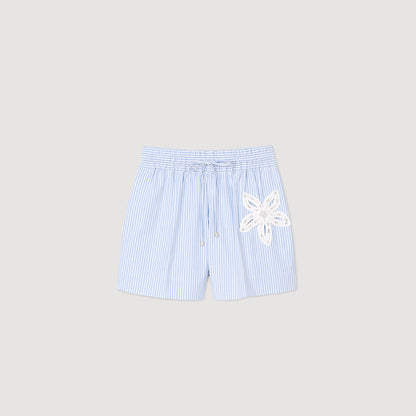 Sandro Striped shorts with flower detail