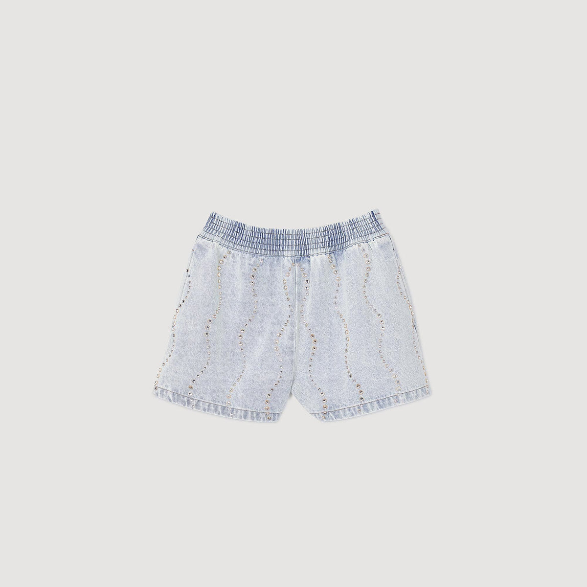 Sandro Beaded and rhinestone denim shorts