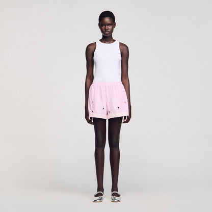 Sandro Rhinestone striped shorts