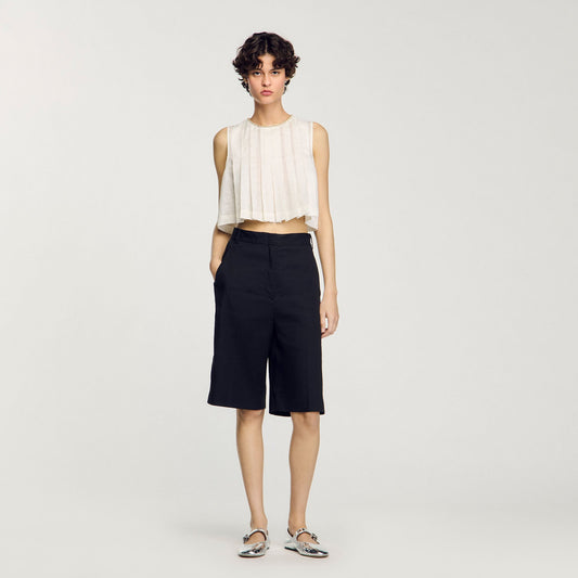 Sandro Linen-blend Bermuda shorts