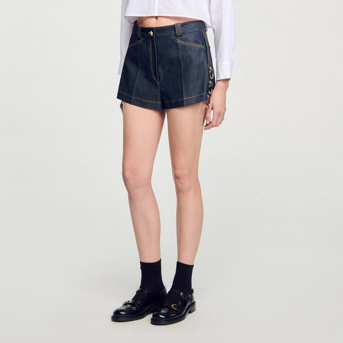 Sandro Denim belt loop shorts
