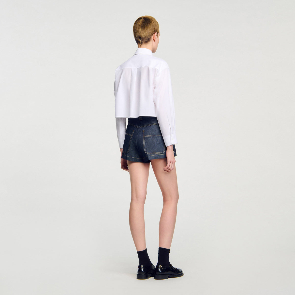 Sandro Denim belt loop shorts