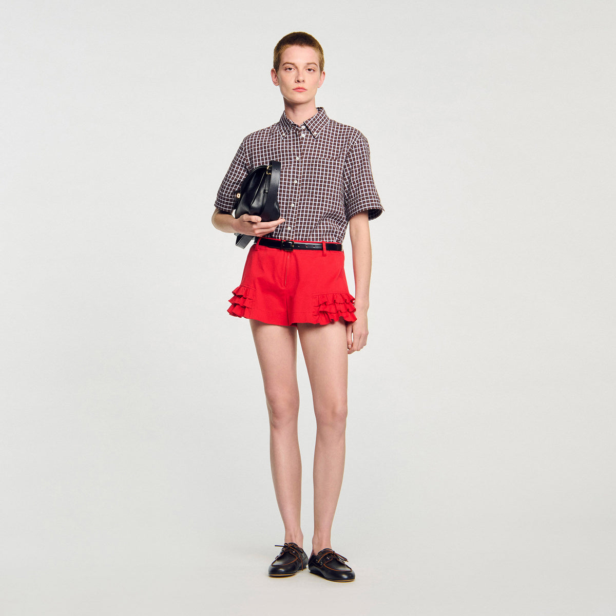 Sandro Flared ruffled shorts