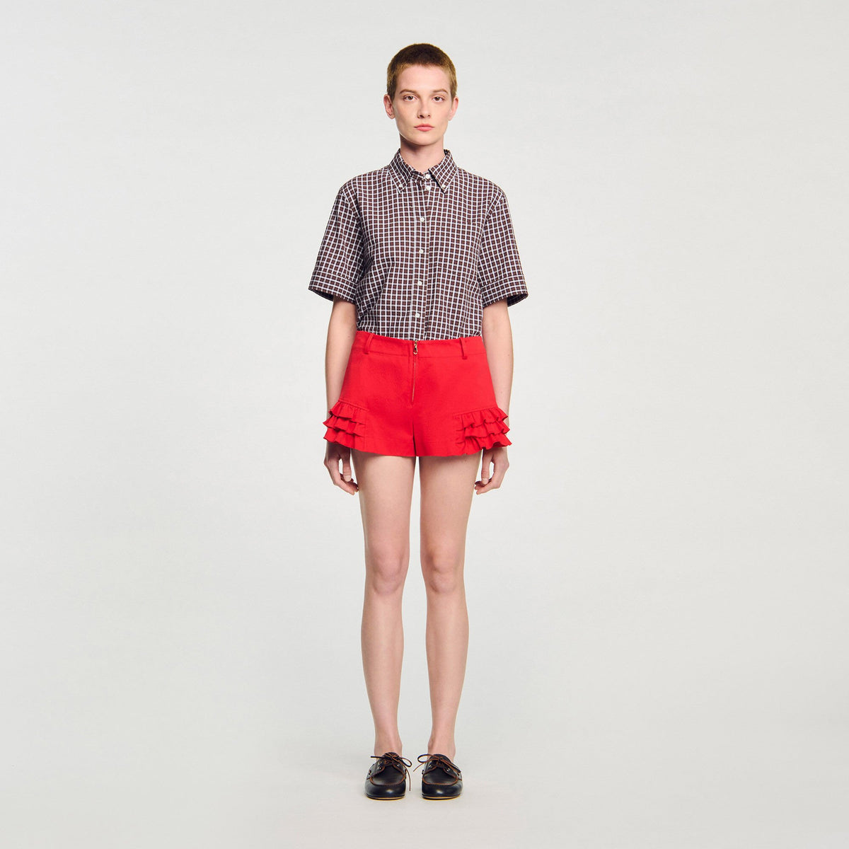 Sandro Flared ruffled shorts