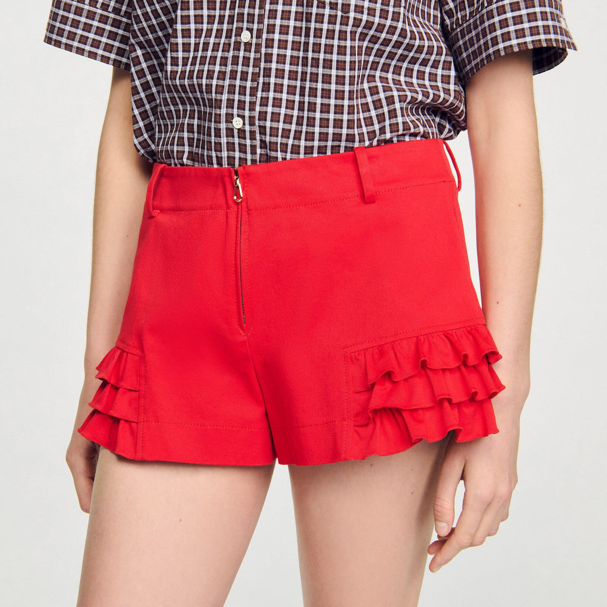 Sandro Flared ruffled shorts