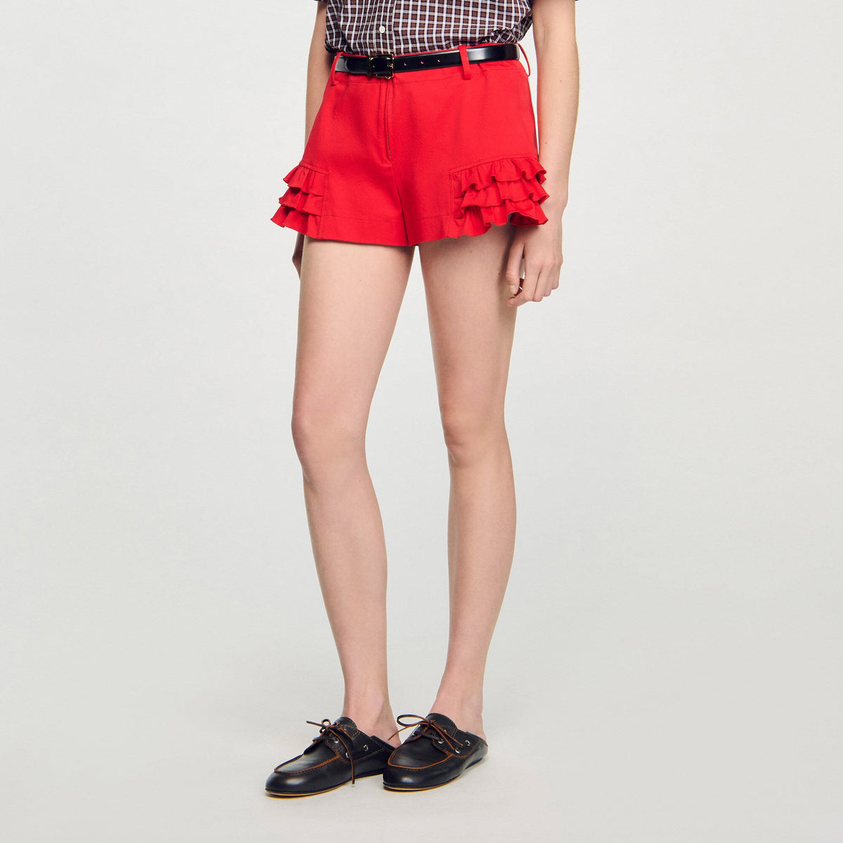 Sandro Flared ruffled shorts