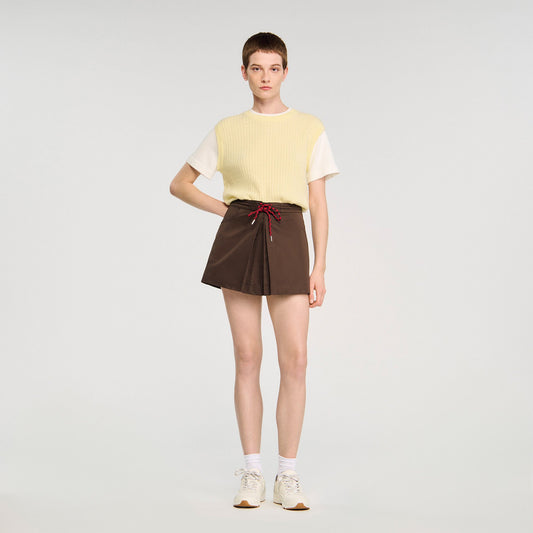 Sandro Drawstring pleated skort