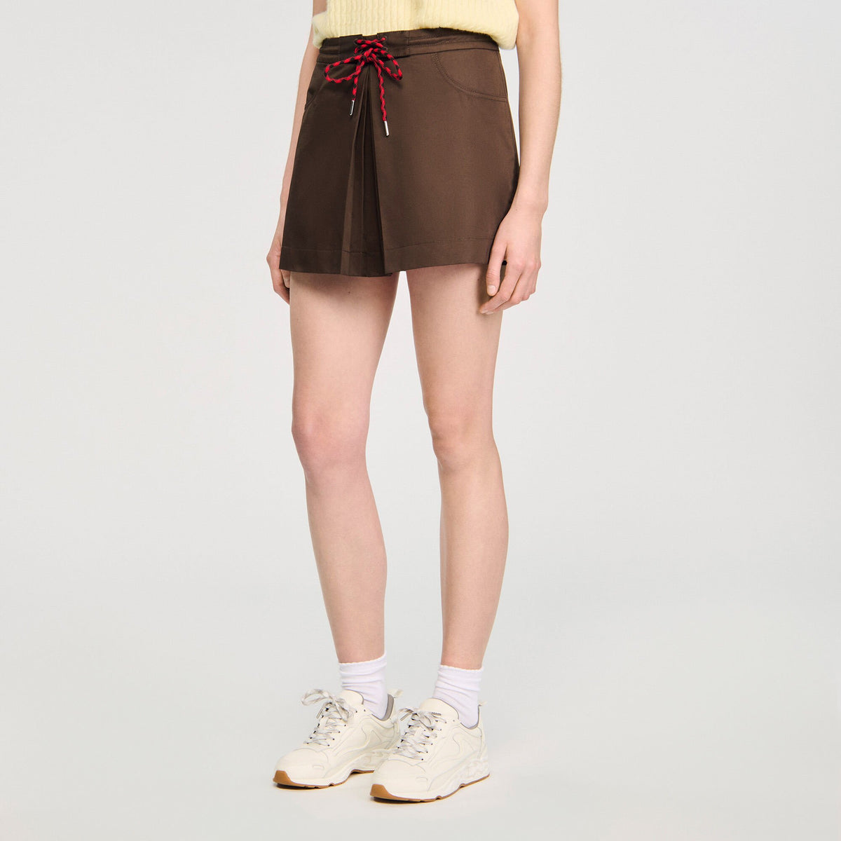Sandro Drawstring pleated skort
