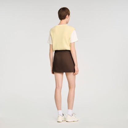 Sandro Drawstring pleated skort