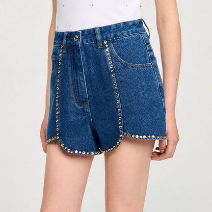 Sandro Rhinestone denim shorts