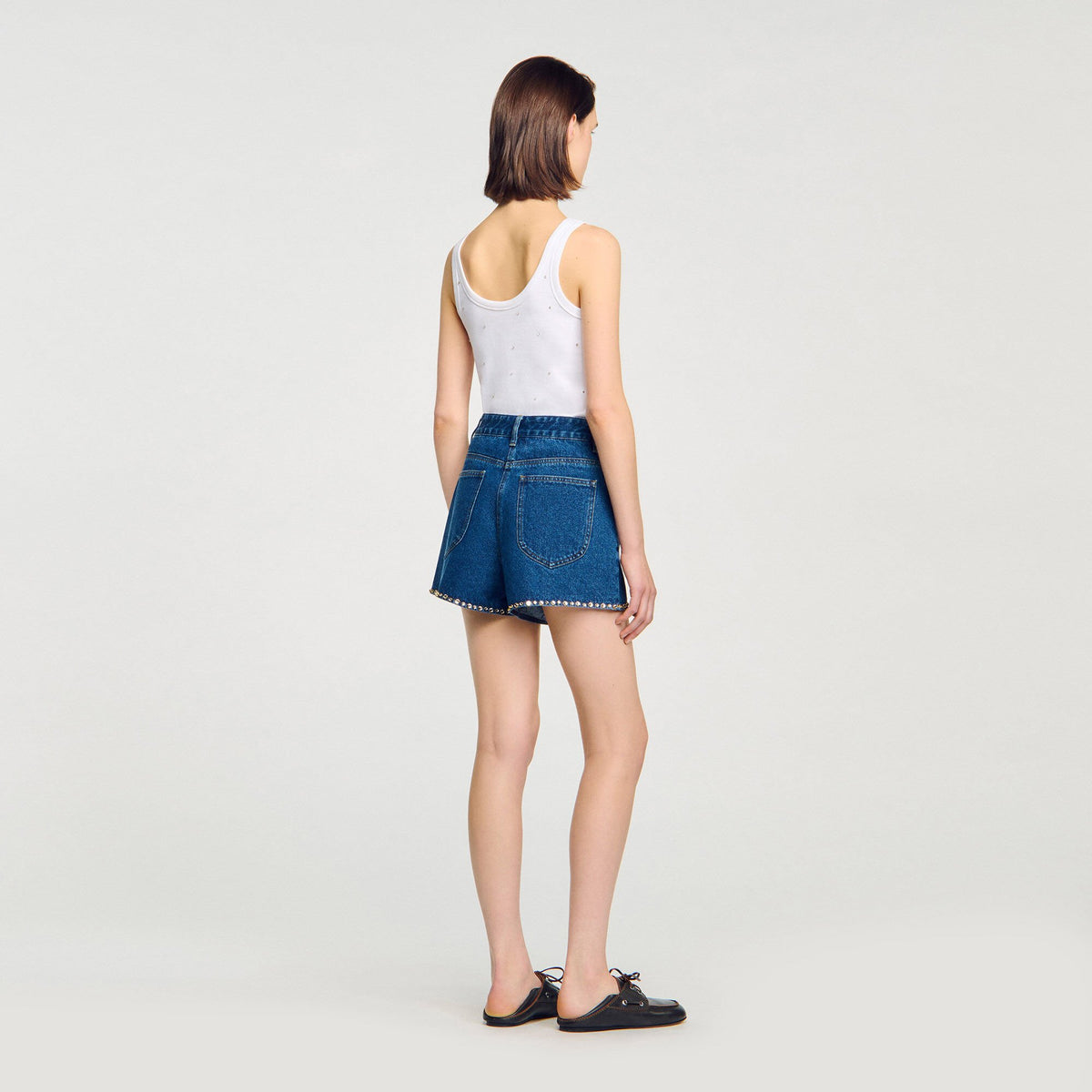 Sandro Rhinestone denim shorts
