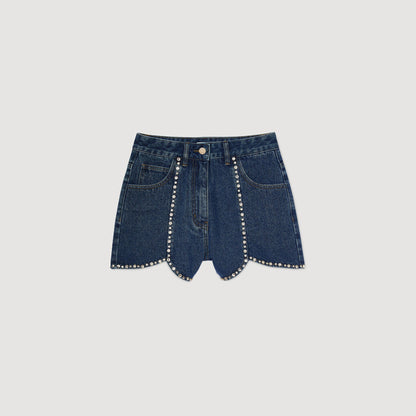 Sandro Rhinestone denim shorts