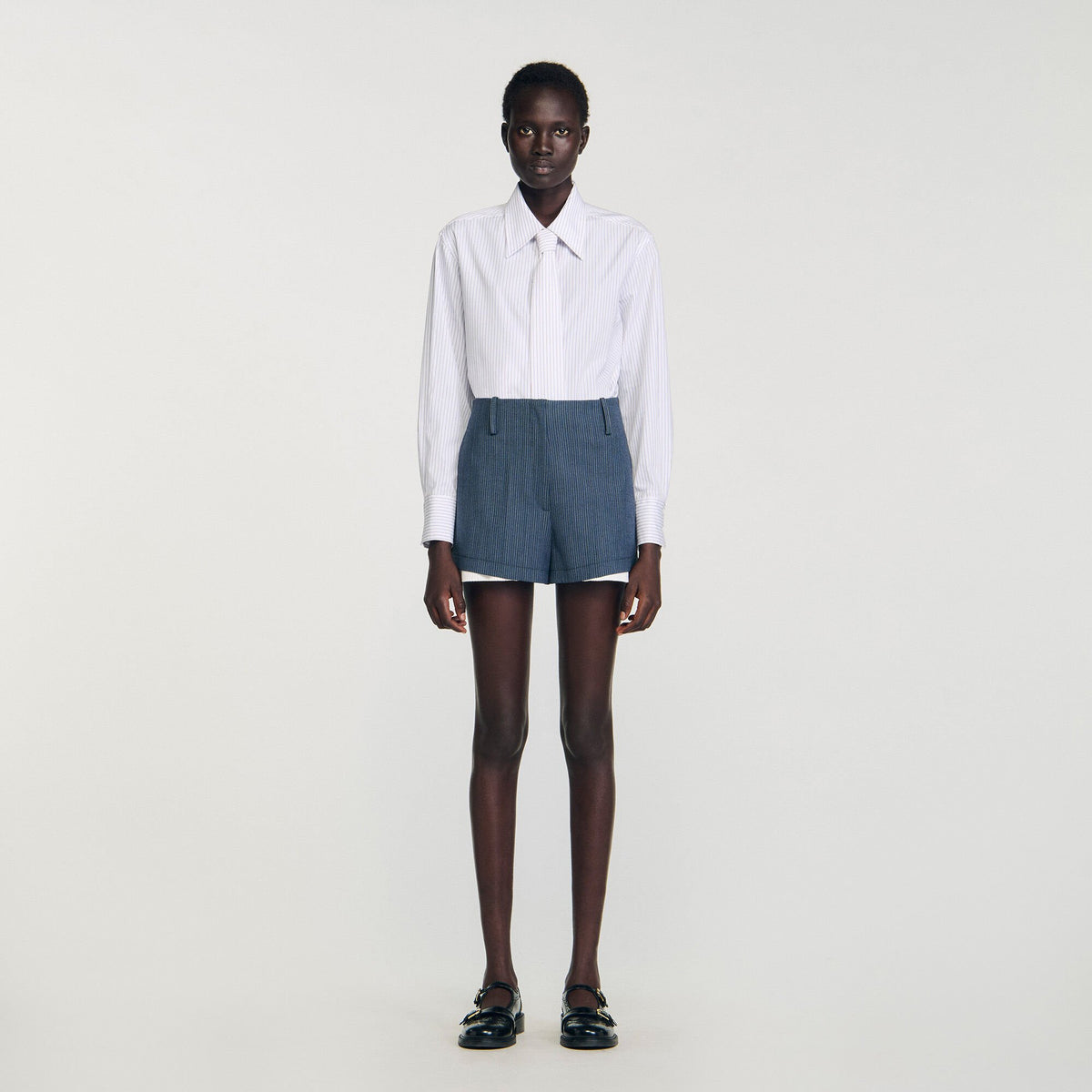 Sandro Striped layered shorts