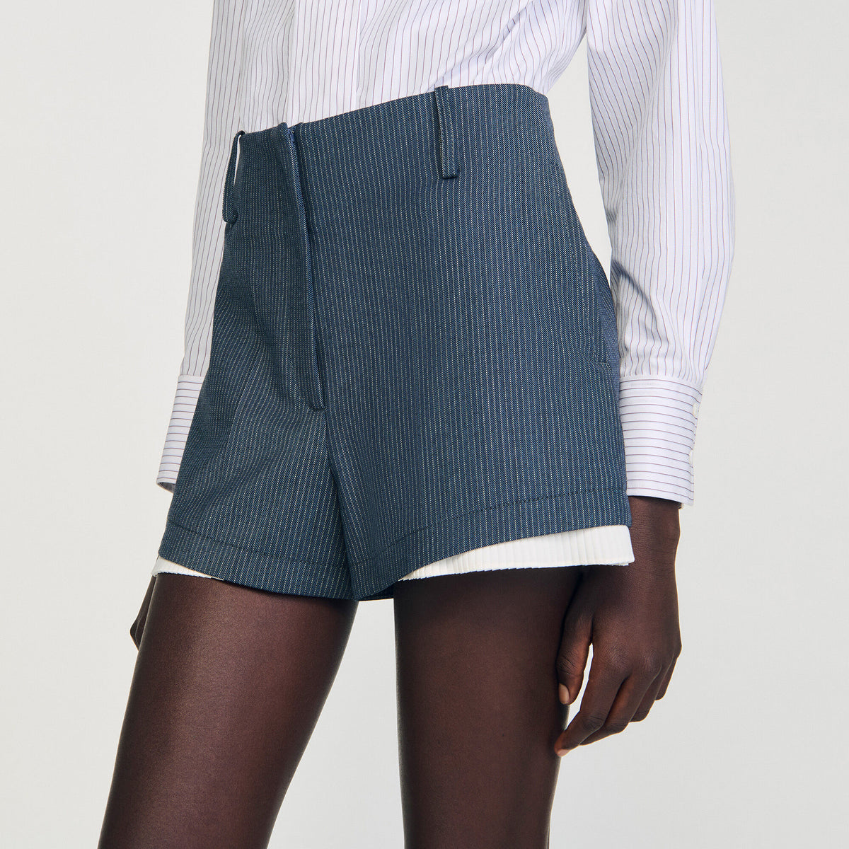 Sandro Striped layered shorts