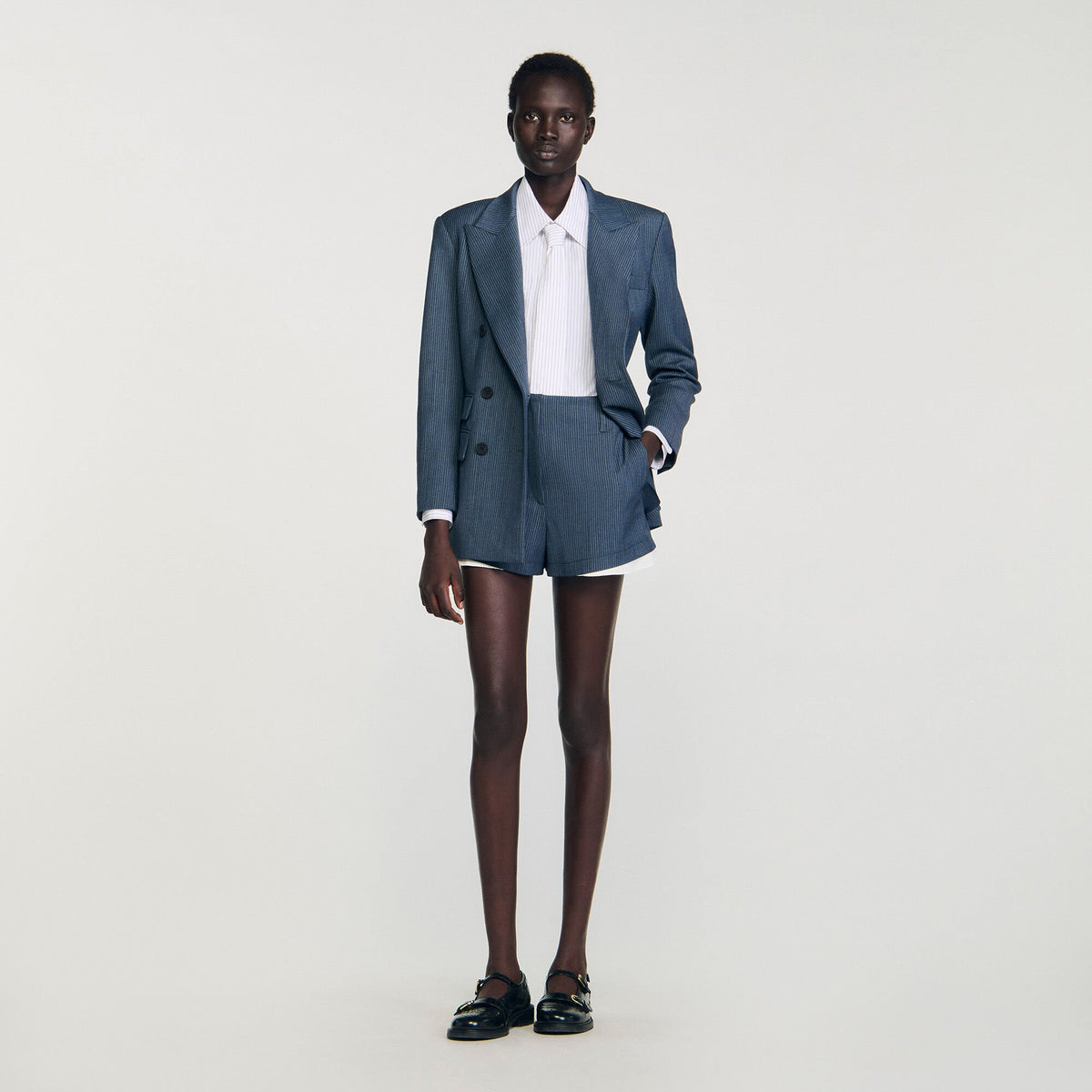 Sandro Striped layered shorts