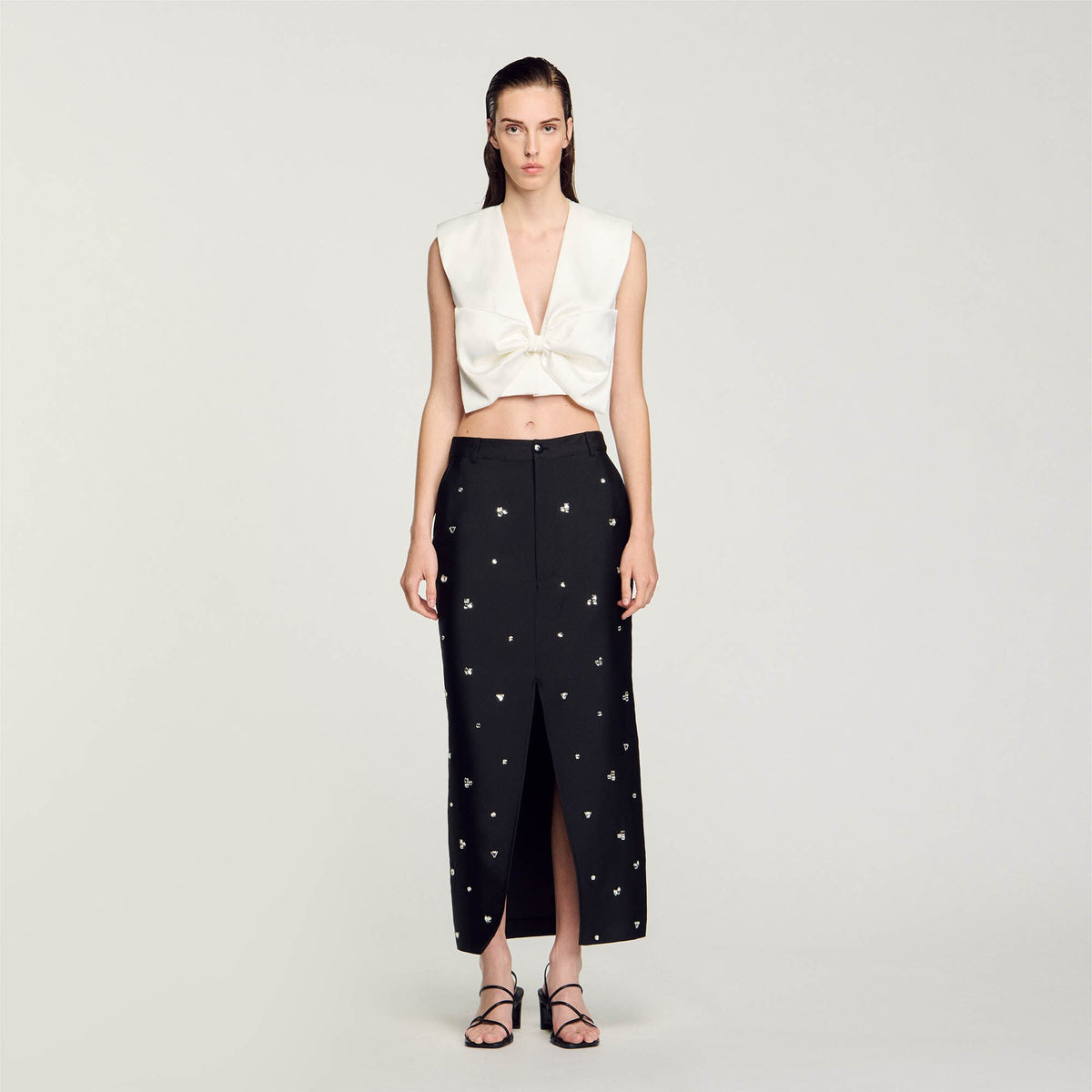 Sandro Satin-effect crop top