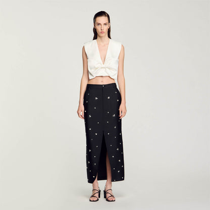 Sandro Satin-effect crop top