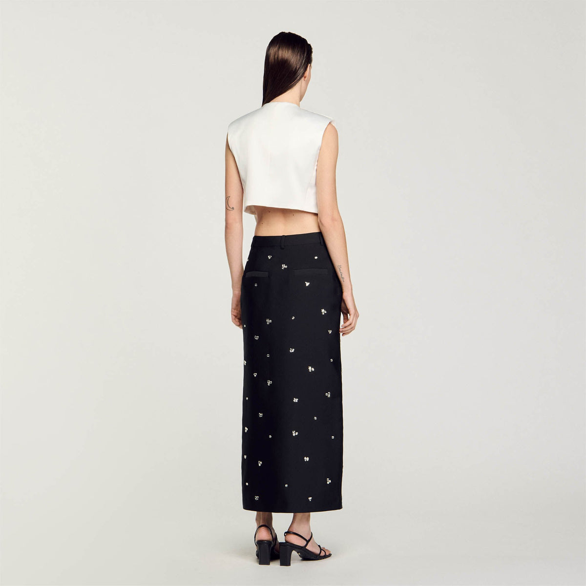 Sandro Satin-effect crop top